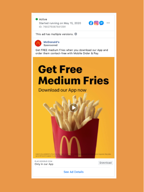 Image displaying a Mc Donalds ad in USA
