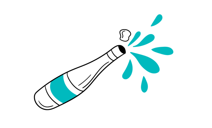 Illustration of champagne bottle opening