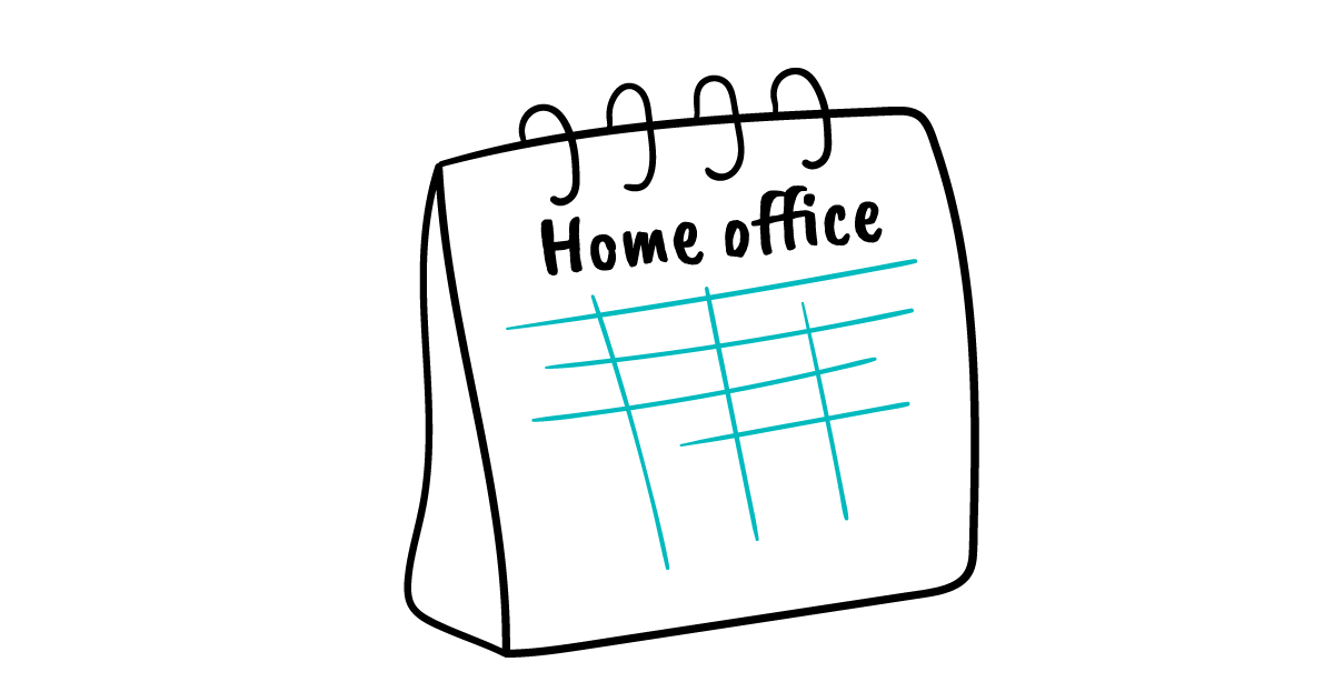 Illustration of desk calendar that says home office