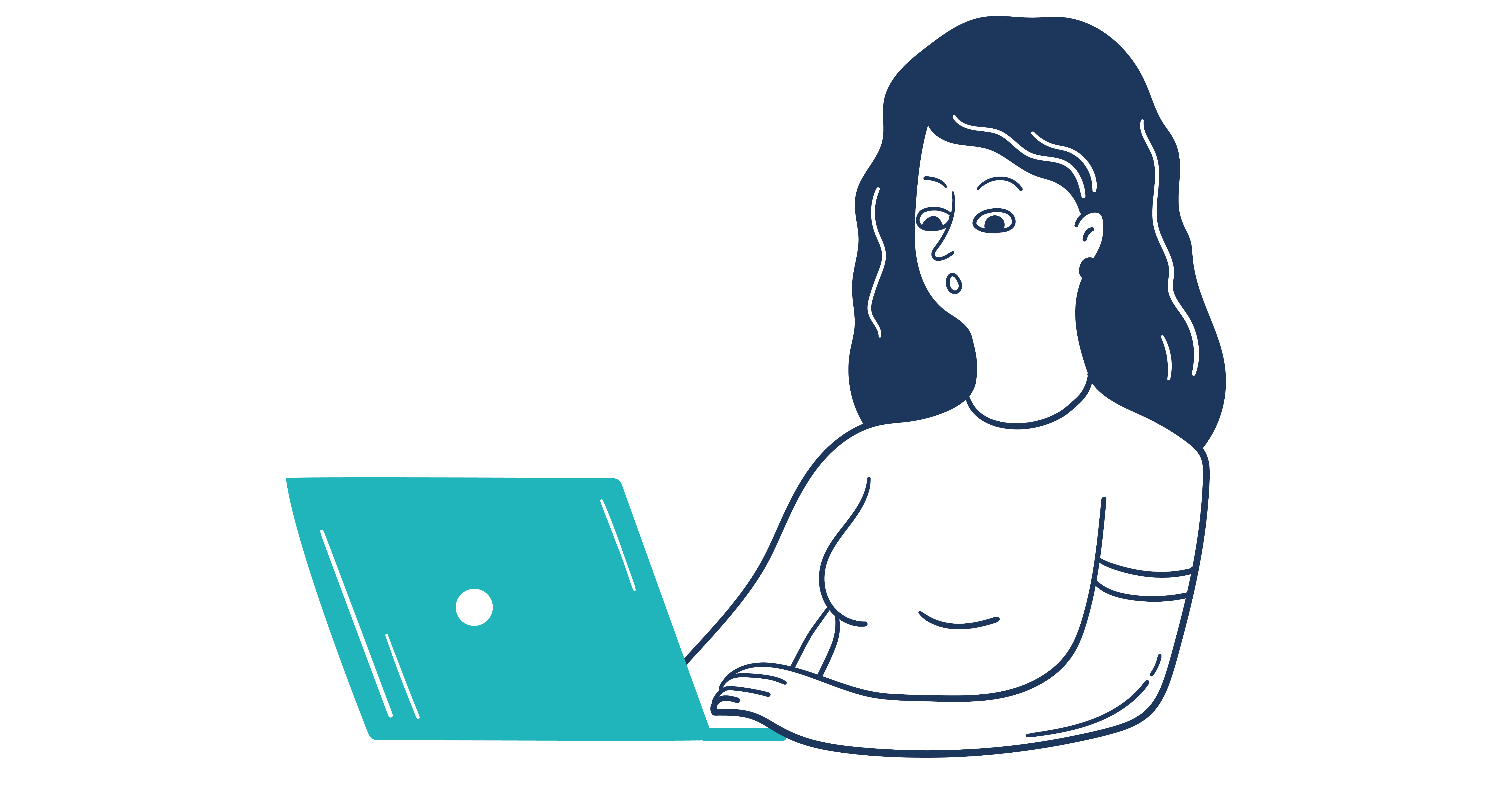 Illustration of woman looking quizzically at her laptop