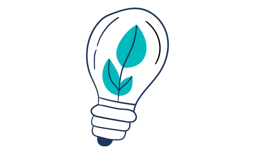 Illustration of a lightbulb with leaves