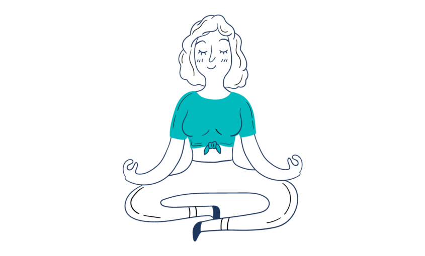 Illustration of smiling woman meditating