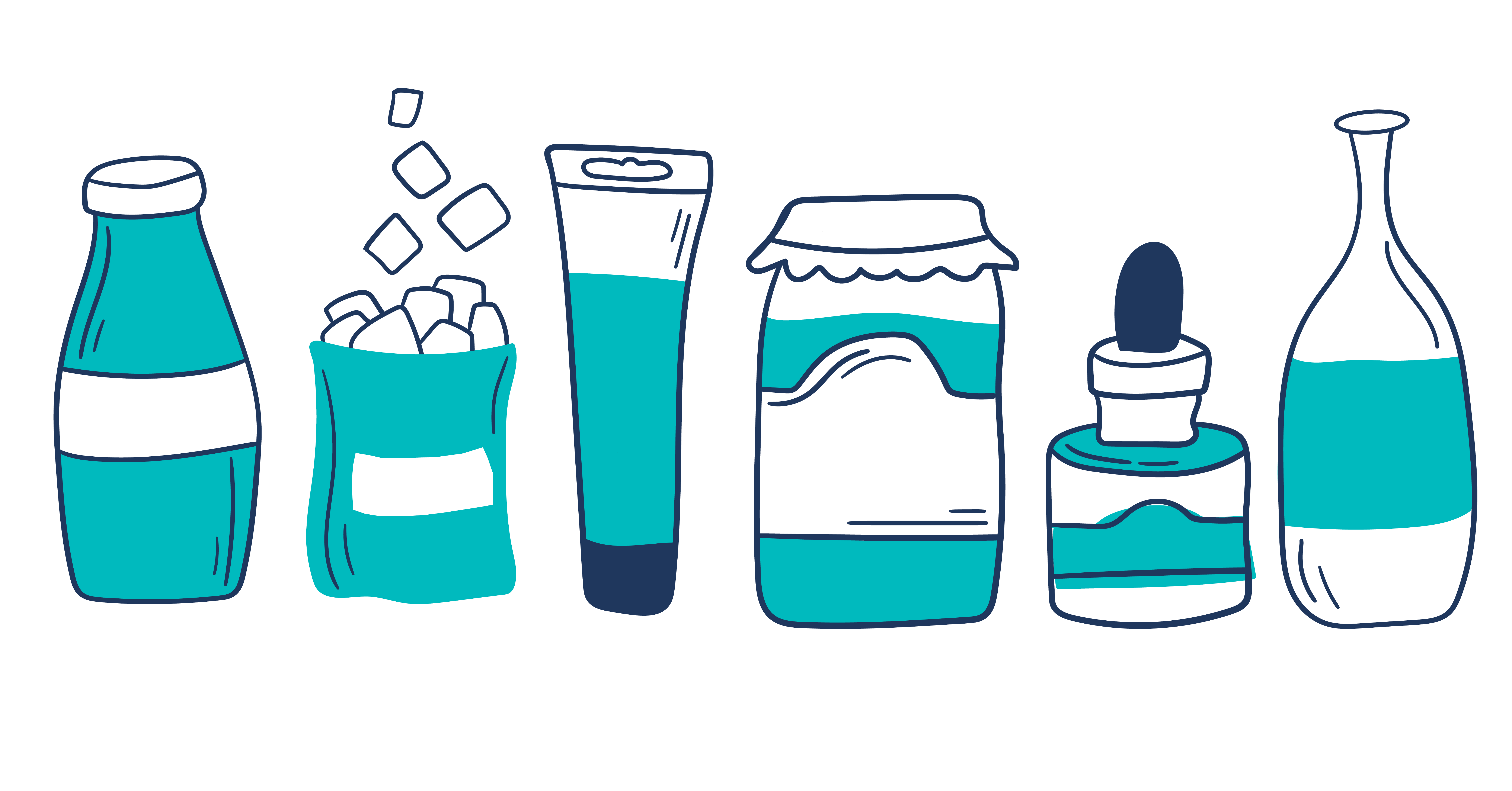 Illustration of packaging for food and cosmetics