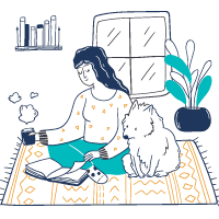 Illustration of woman chilling out at home