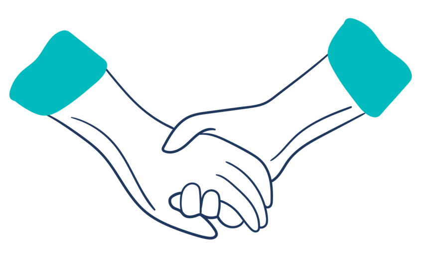 Illustration of two hands holding each other