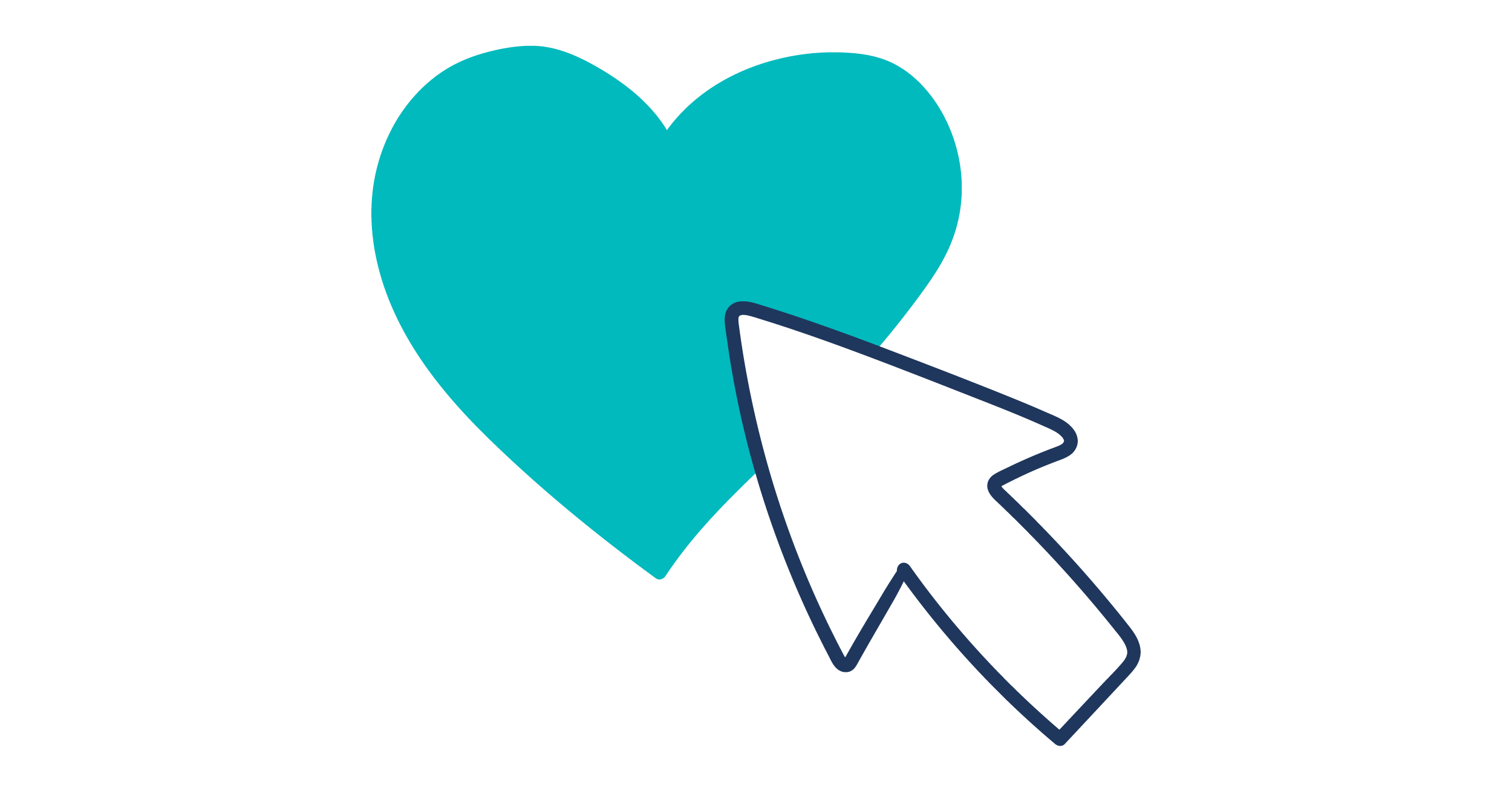 Illustration of a cursor clicking on a heart symbol